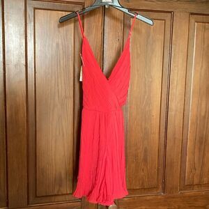 Beyond Words New Coral Pink Sleeveless Pleated Ruffle Romper size L